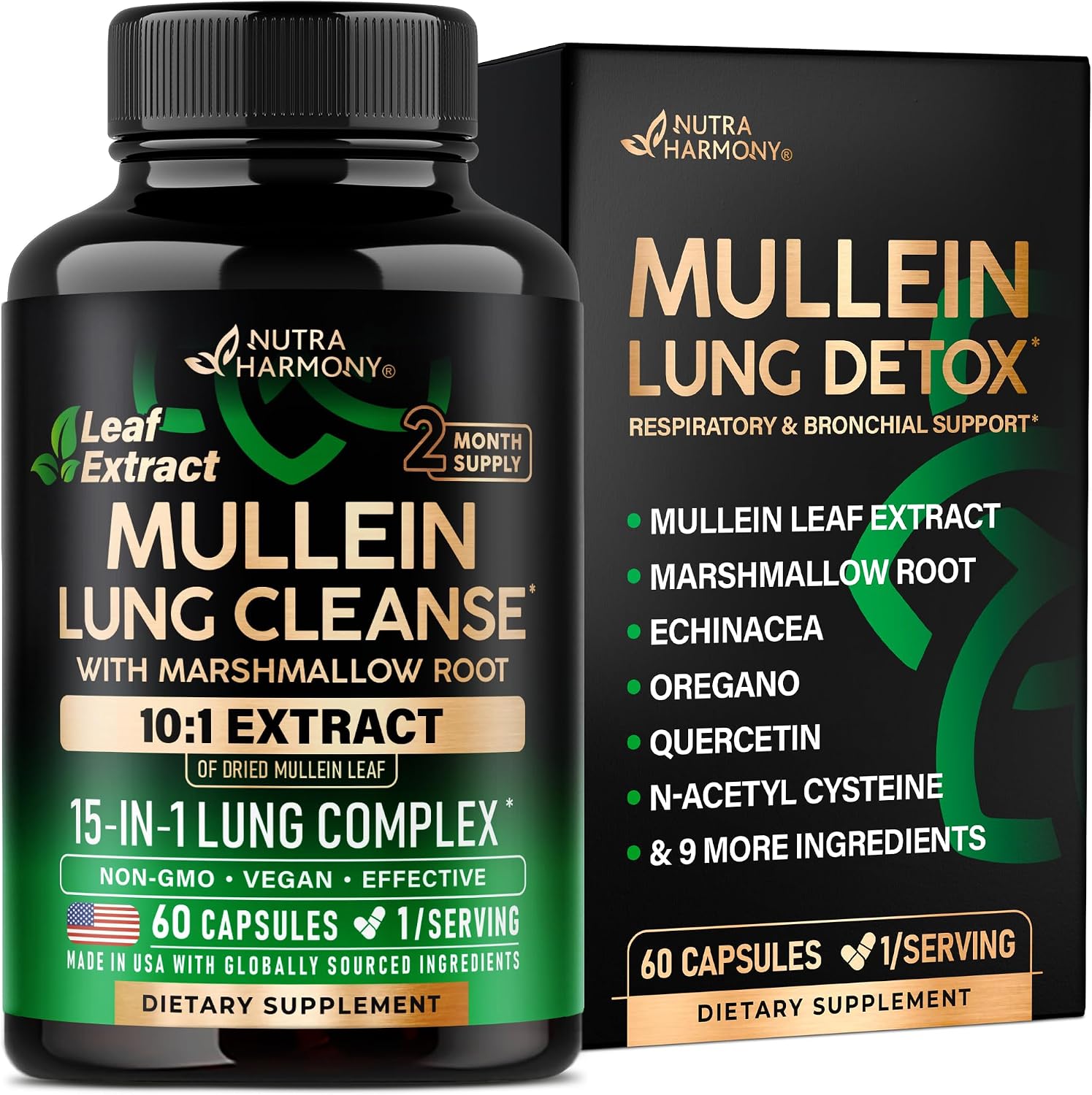 Detalle de NUTRAHARMONY NH-MULLEINCPS60 Mullein Lung Detox, 60 Vegan Capsules