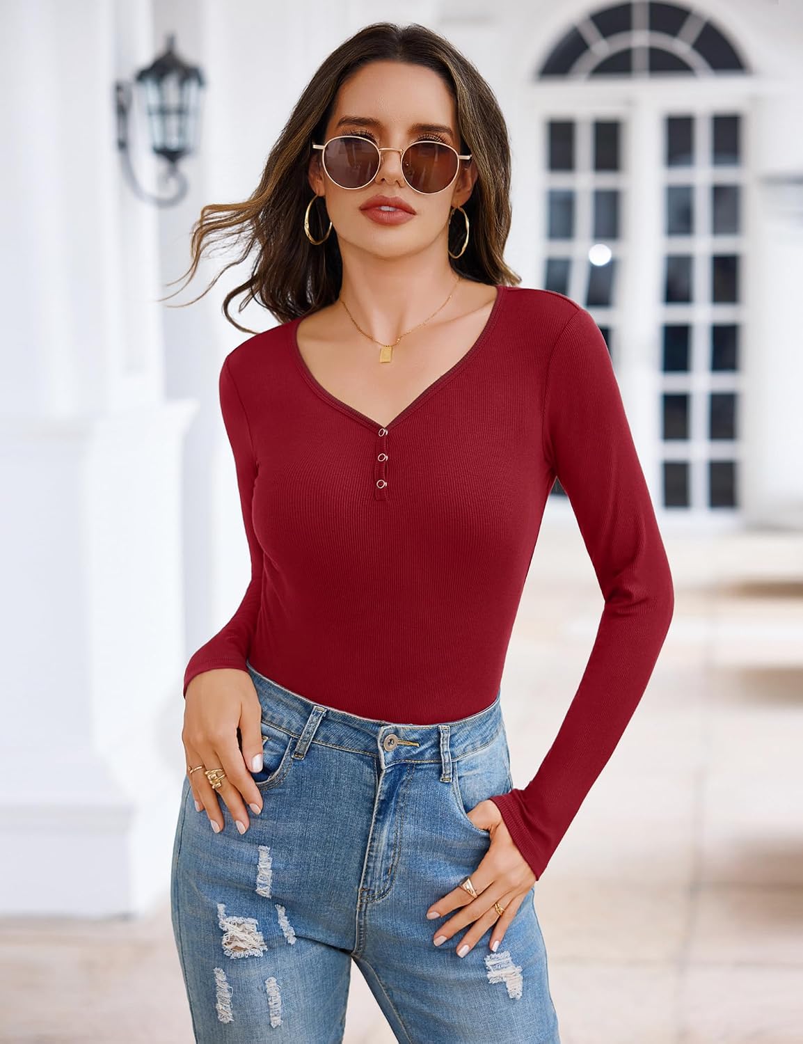 Thumbnail 5 de Aottori Camiseta Manga Larga Mujer Cuello V