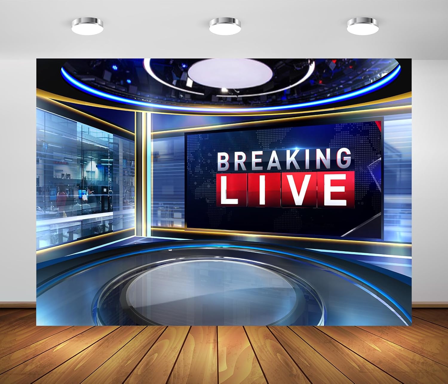 Detalle de CORFOTO 7x5ft News Backdrop – Polyester Photography Backdrop for Interviews, TV Shows and Events