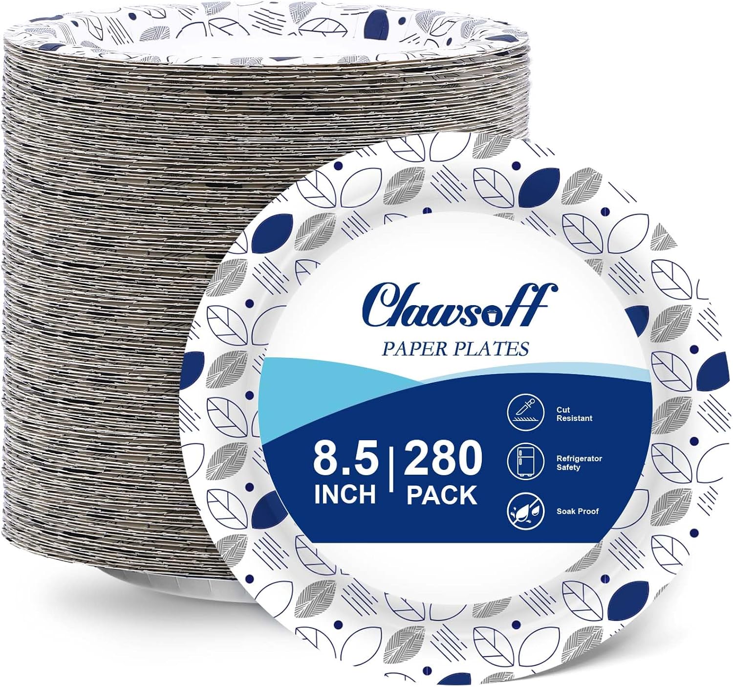 Thumbnail 6 de Clawsoff 8.5 Inch Paper Plates Bulk (280 Count) — Heavy-Duty Cut & Soak Proof Disposable Plates