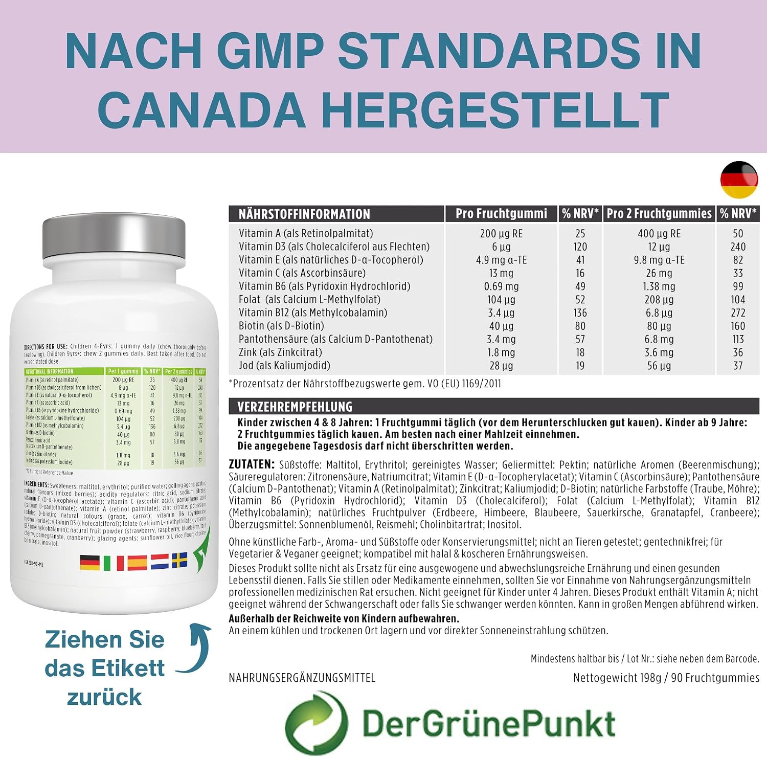 Thumbnail 5 de Igennus Methylierte Multivitamin Fruchtgummis für Kinder – vegan, zuckerfrei, 90 Stück