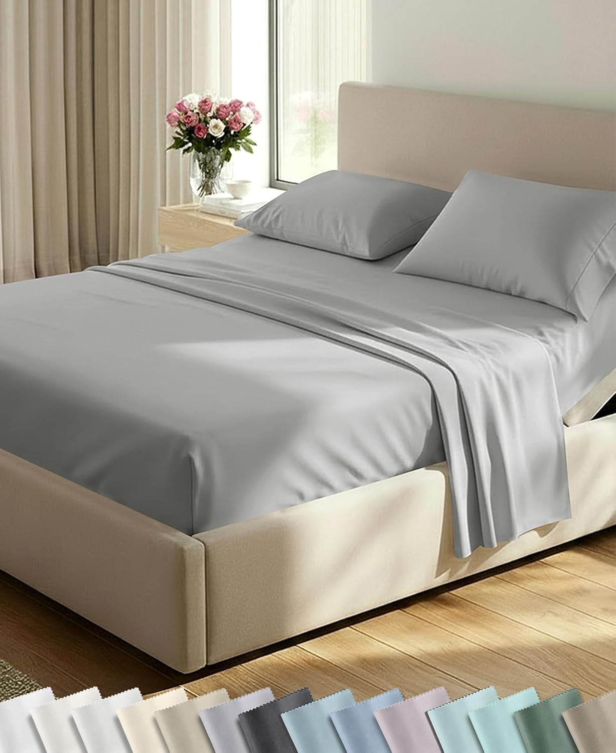 Detalle de California Design Den 600 Thread Count Split King Cotton Sateen Sheet Set