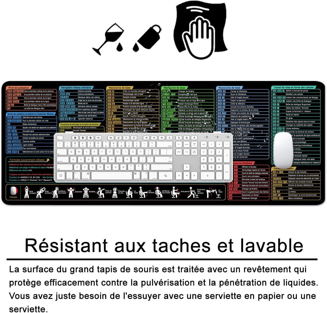 Detalle de Ridilozey Excel Shortcuts XL-bureauonderlegger 80 x 30 cm
