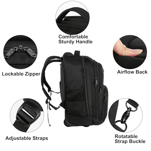 Thumbnail 3 de MATEIN Rolling Backpack: 17-Inch Water-Resistant Wheeled Laptop Backpack