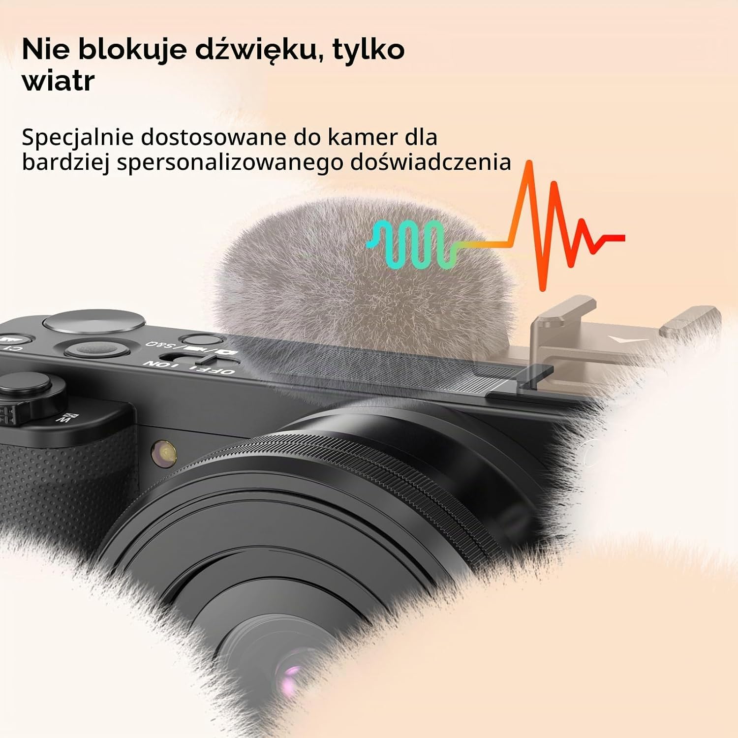 Detalle de SMALLRIG 3526 – adapter zimnej stopki z osłoną przeciwwiatrową do Sony ZV-E10 i ZV-1