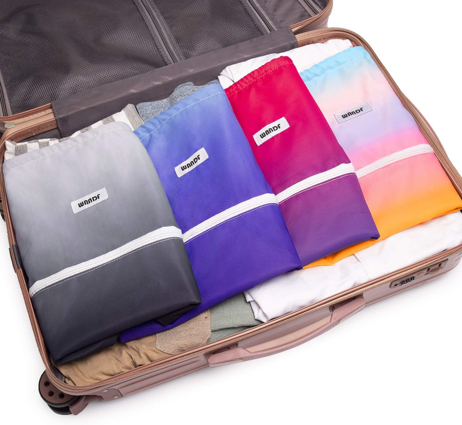 Detalle de WANDF Sac de sport pliable à dos avec poche extérieure et cordon réglable
