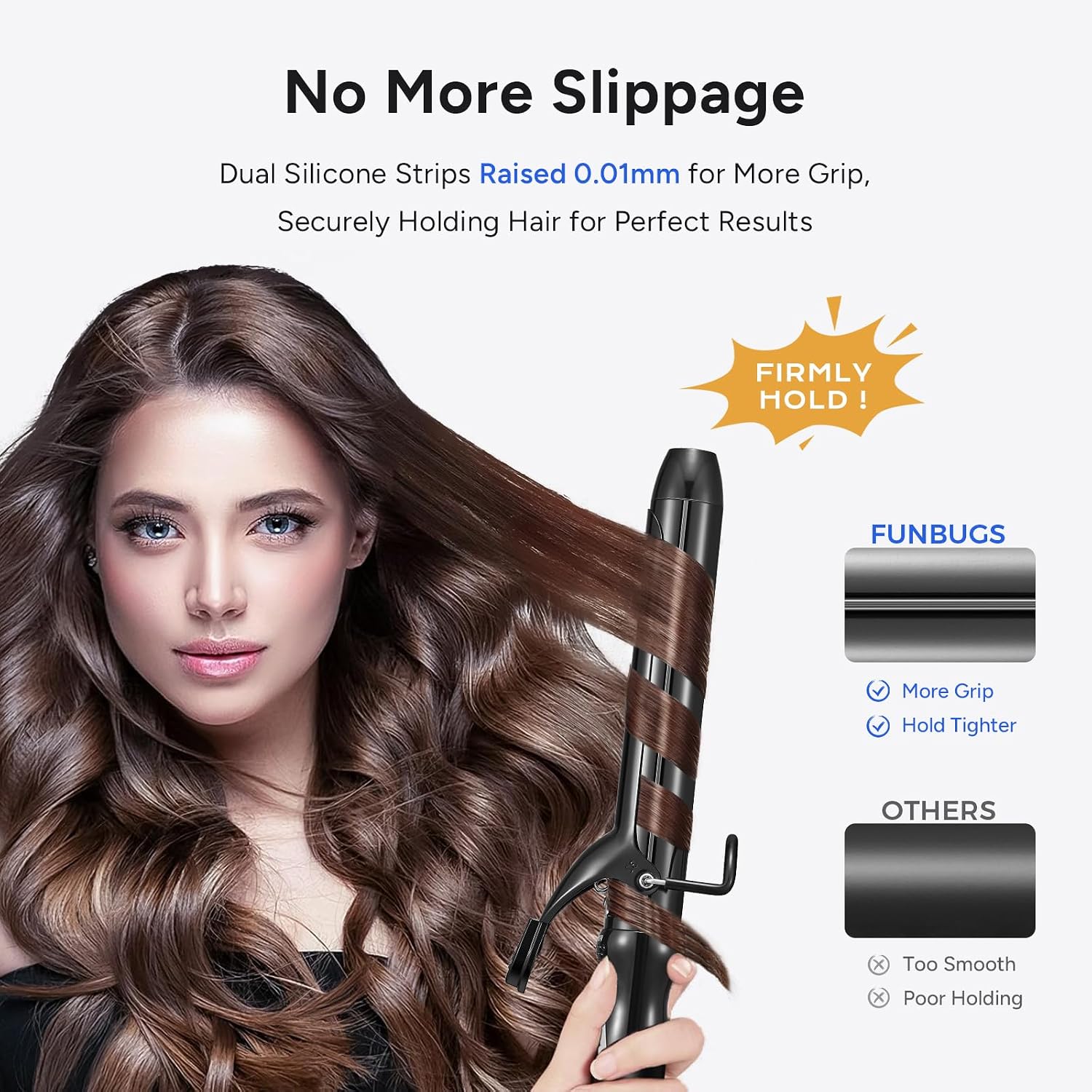 Thumbnail 6 de FUNBUGS Long Barrel 32mm Curling Tongs with Dual Voltage and Extended 20cm Wand