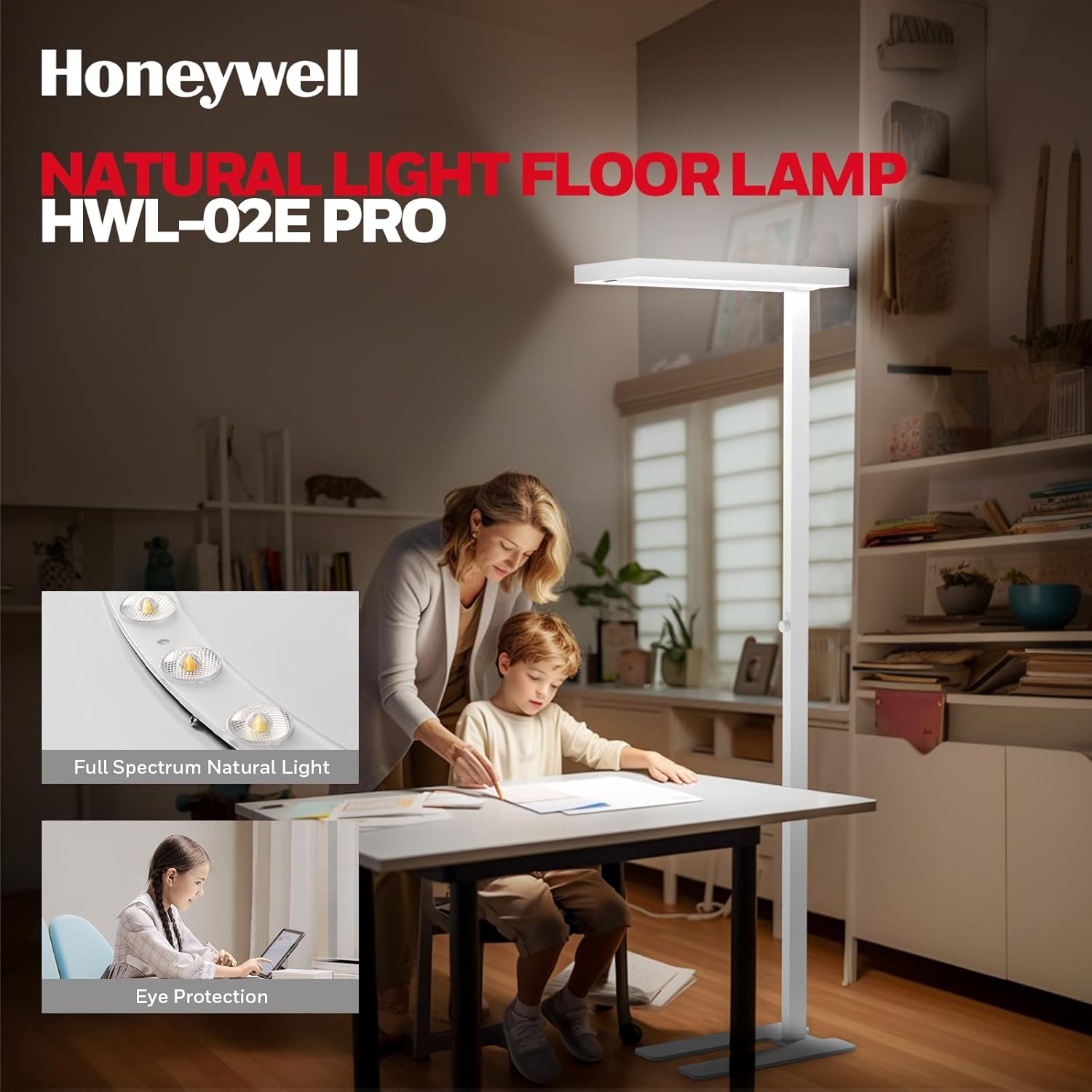 Detalle 2 de Honeywell LED Floor Lamp Modern - 02E Pro Sunturalux Eye Caring Standing Light