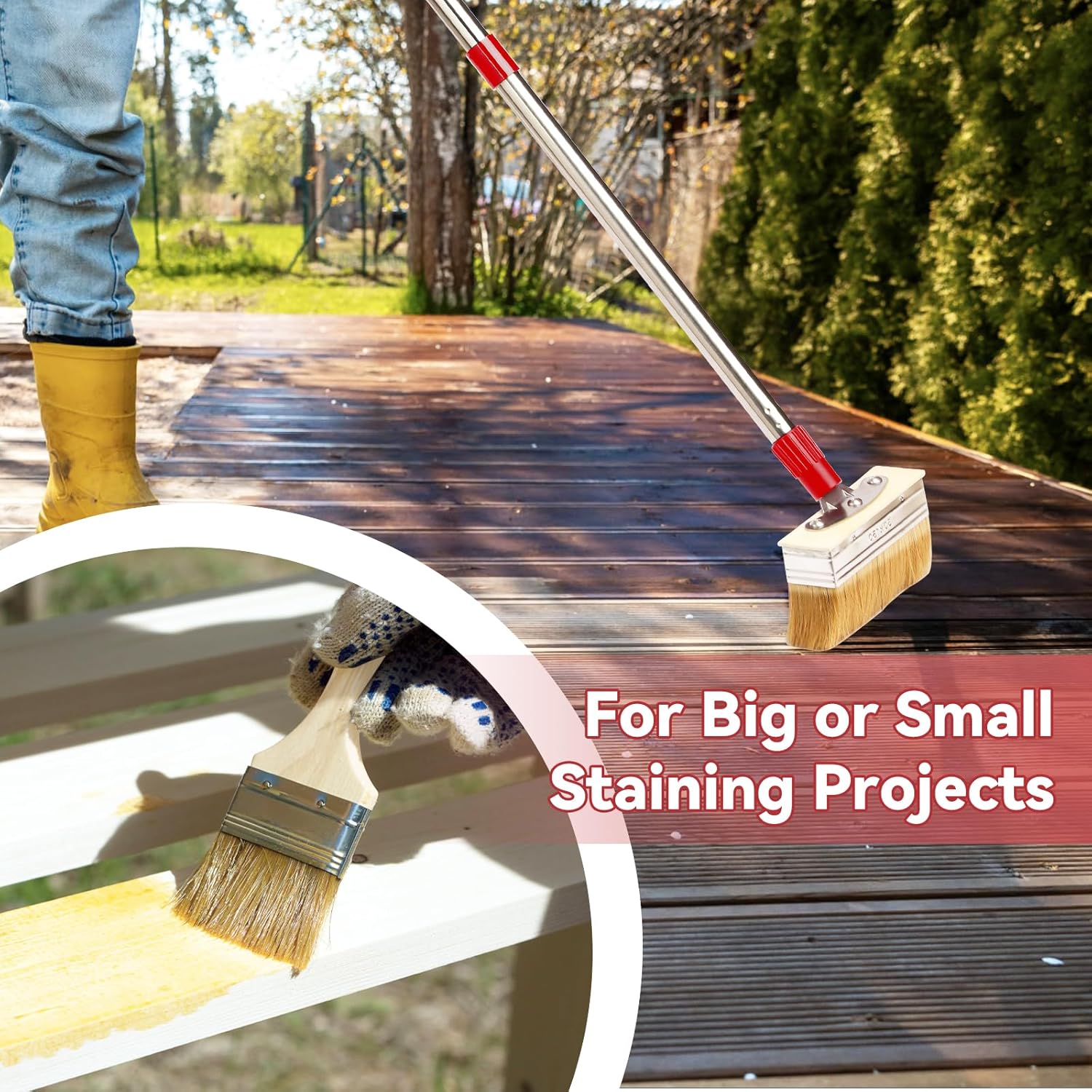 Thumbnail 4 de 60in Deck Brush with Long Handle 6in Decking Paint Brush