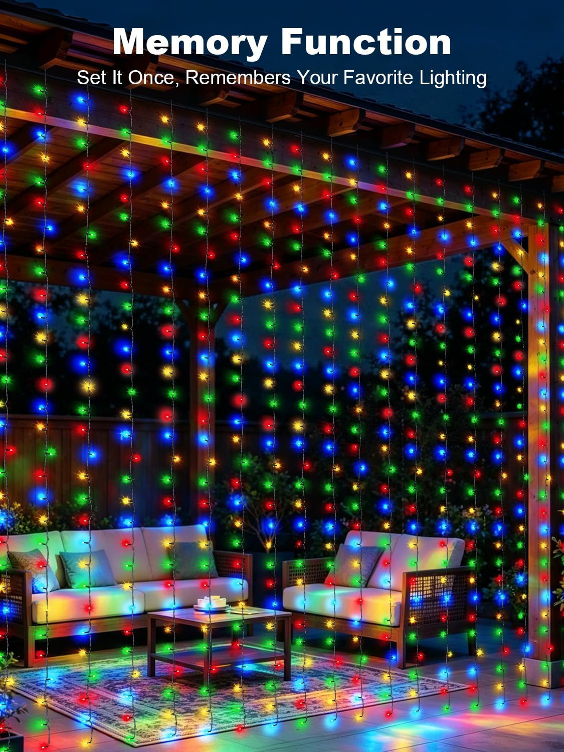 Detalle 2 de DREAMLAND DRCR100 300-LED Multicolour Curtain Lights, 9.8 x 9.8 ft
