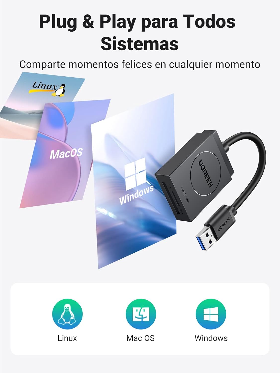 Thumbnail 6 de UGREEN USB 3.0 Lector de Tarjetas SD y Micro SD 📸