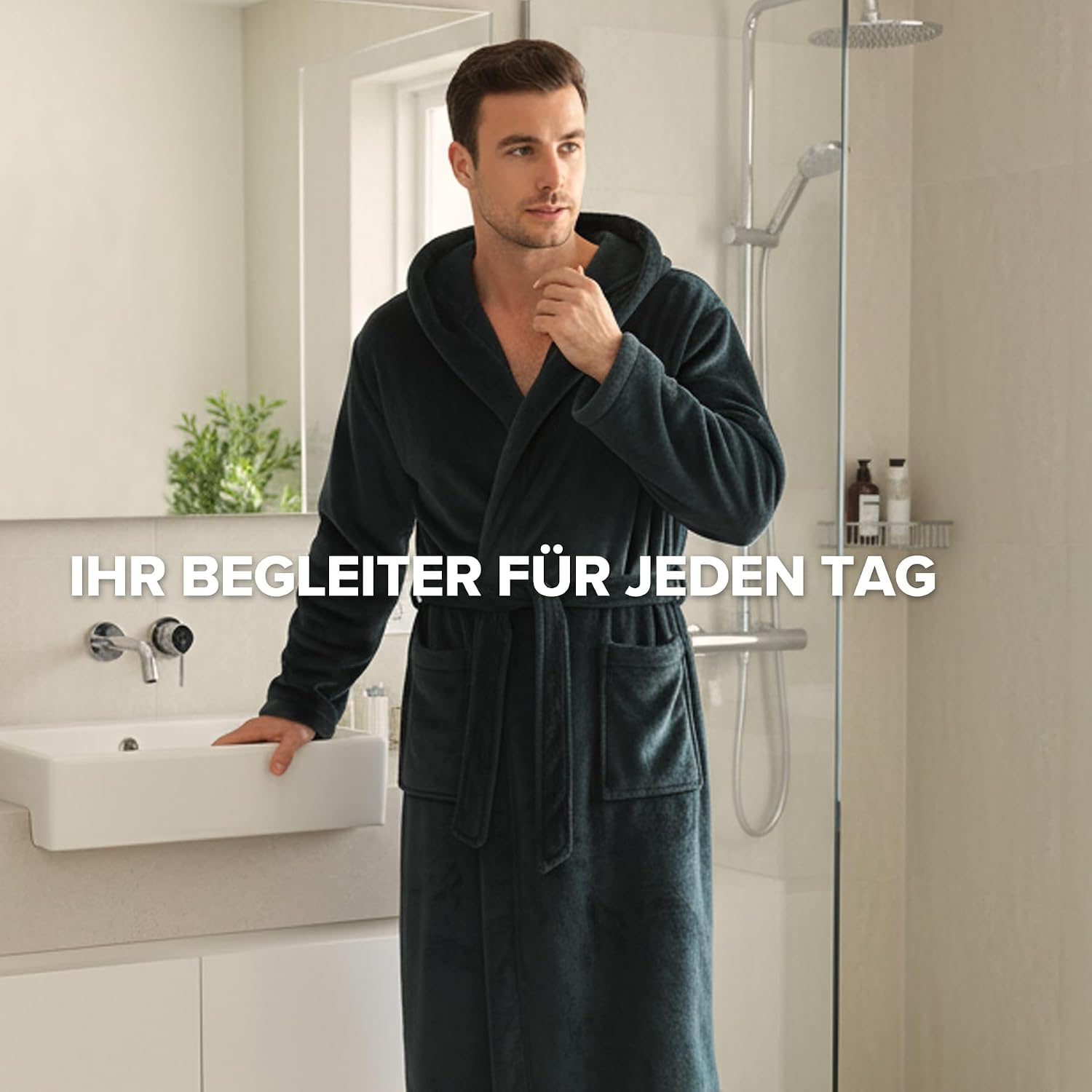Thumbnail 6 de FALARY Bademantel Herren Kapuze Flanell