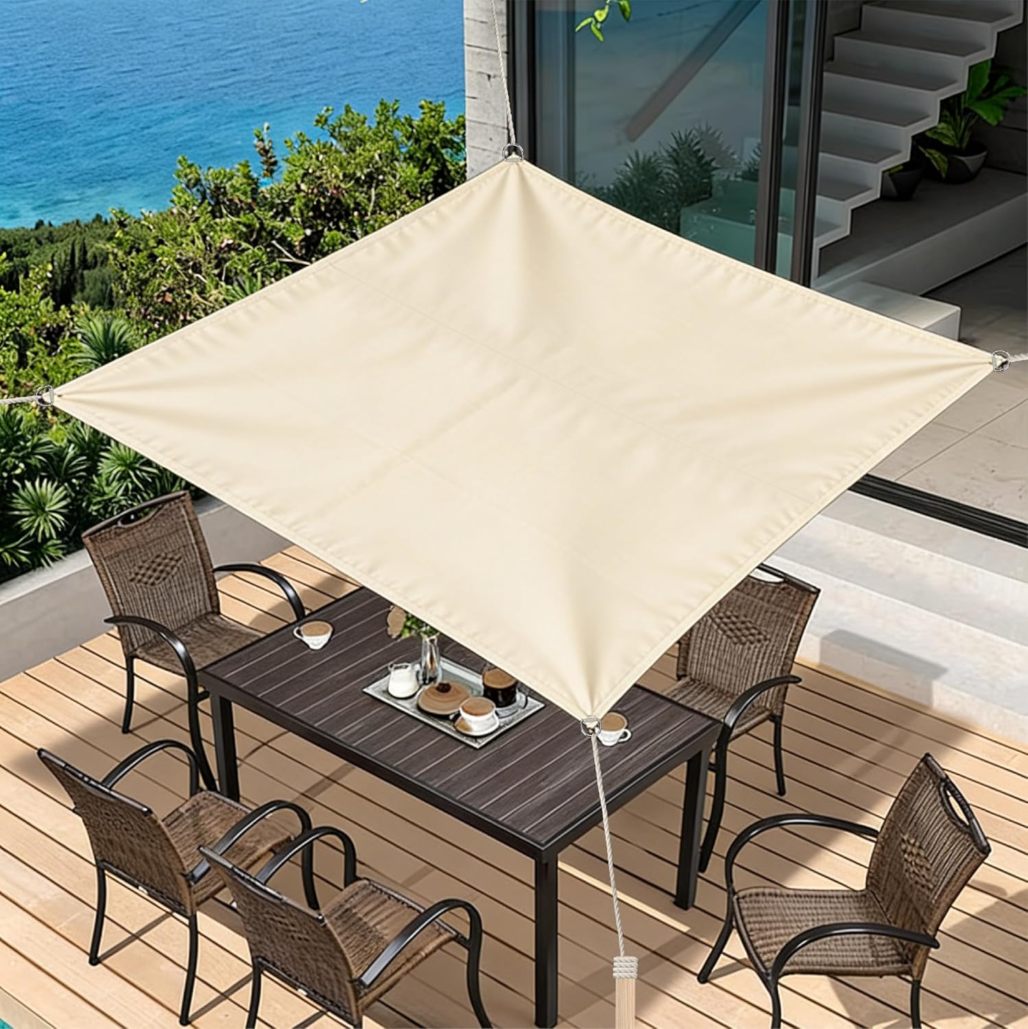 Purovi tenda da sole quadrata impermeabile 3 x 3 m con occhielli