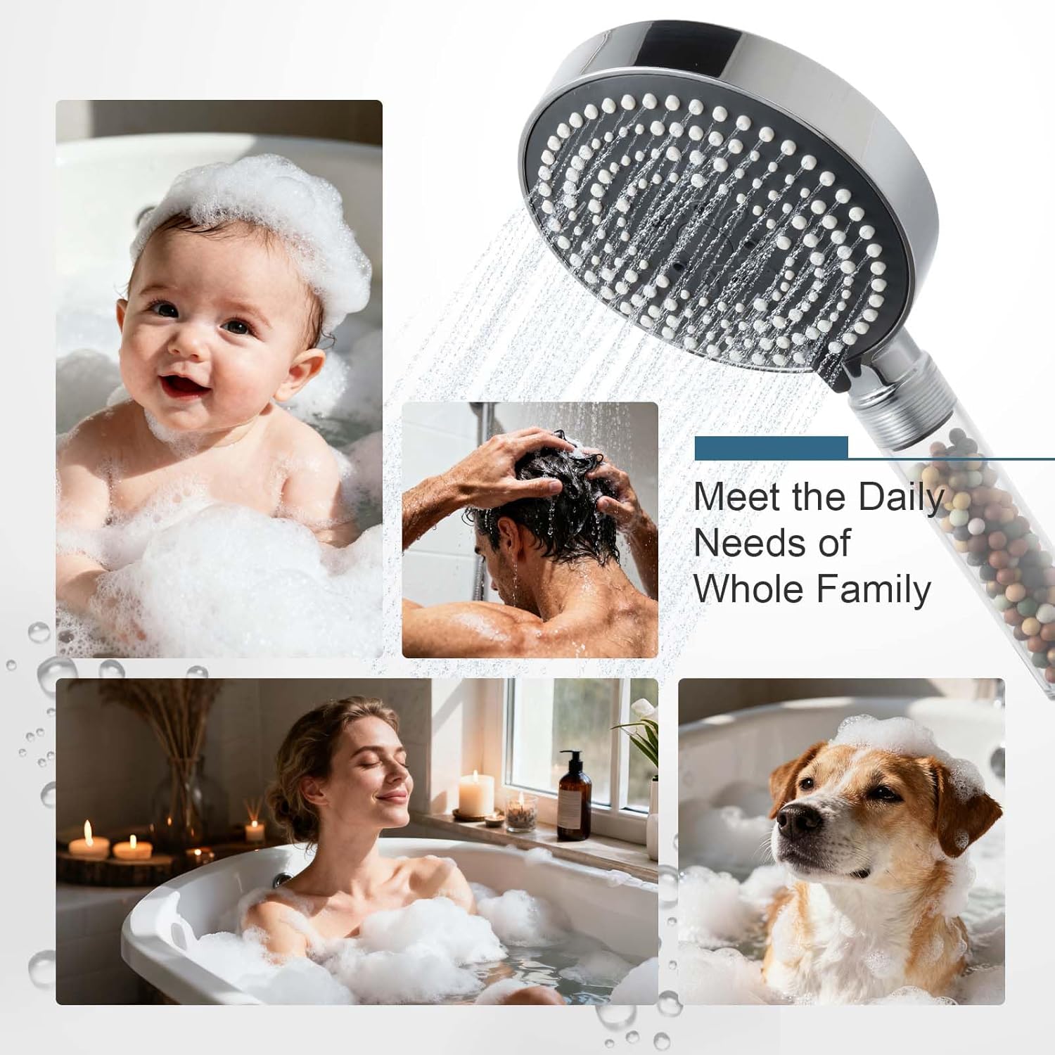 Thumbnail 6 de OFFO High Pressure Filtered Shower Head with 20-Stage Filter (6 Spray Modes) – Grey