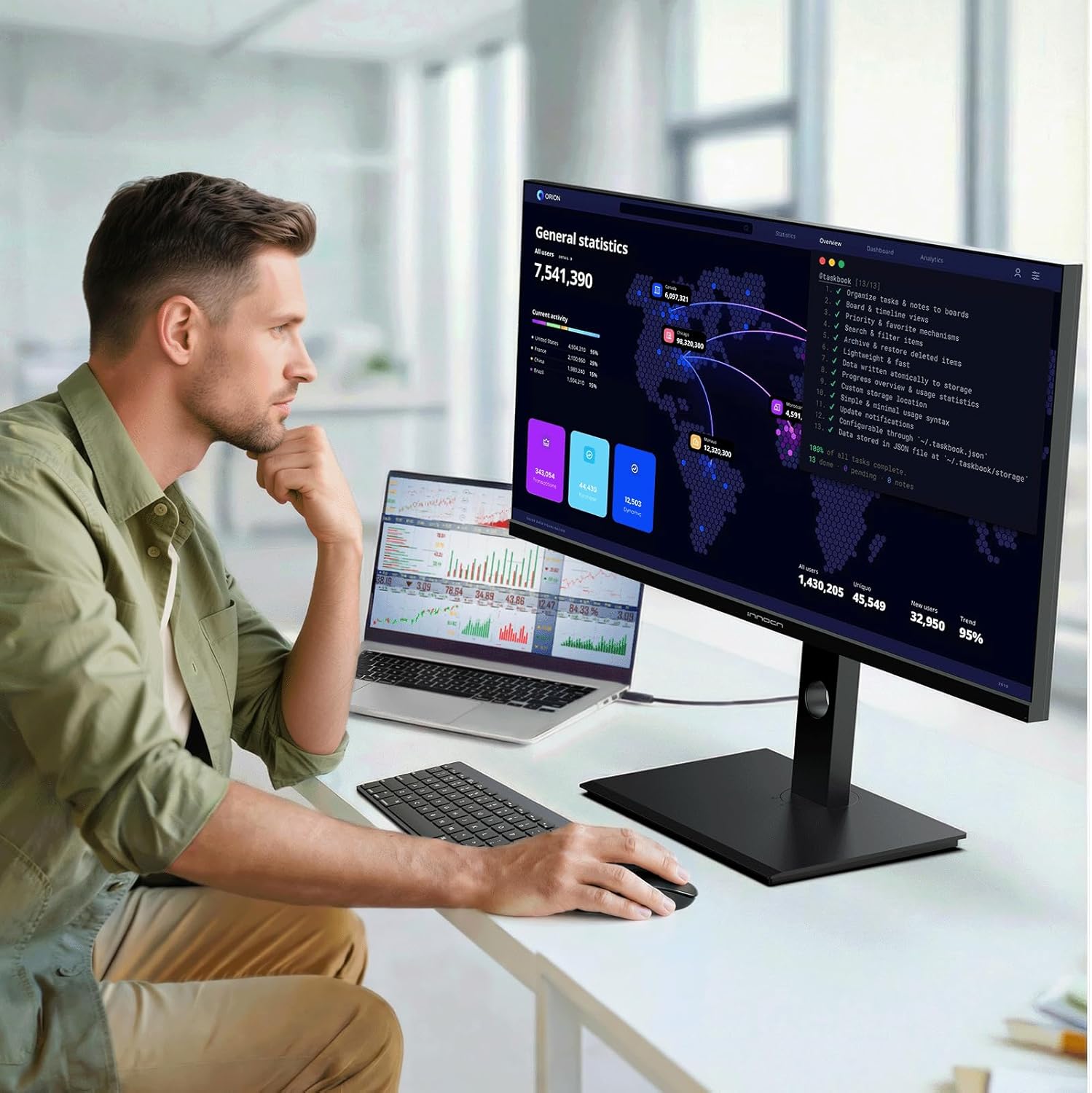 Detalle 2 de INNOCN 34C1R 34-Inch Ultrawide IPS Monitor — WQHD 3440x1440, 180Hz, G-SYNC Compatible
