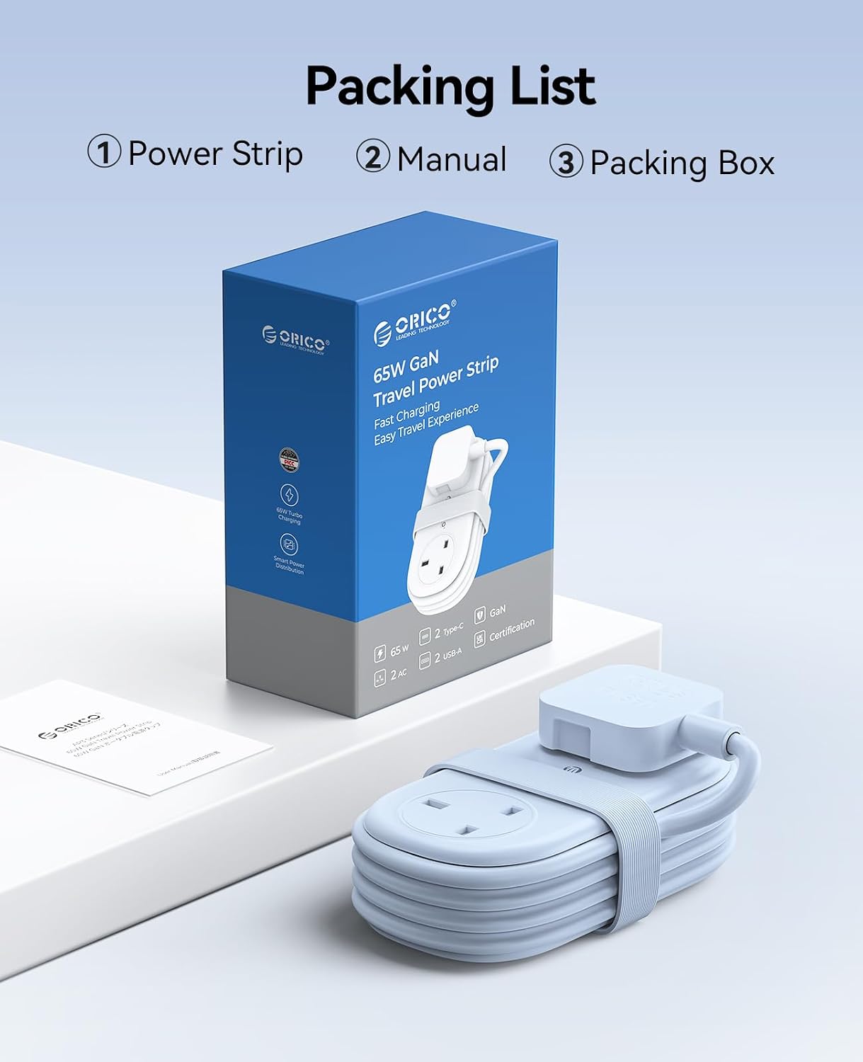 Thumbnail 6 de ORICO 65W GaN Travel Extension Lead with USB Slots (2 USB-A/2 USB-C) – 6-in-1, 1.6m Cord, Flat Plug