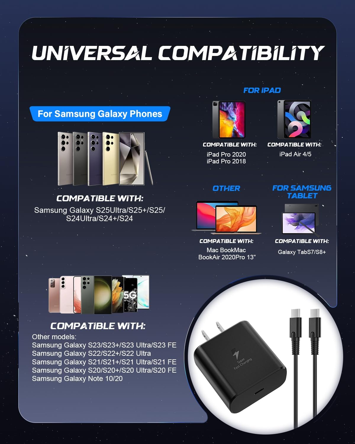 Thumbnail 4 de 2026 New 45W USB-C Fast Charger with 6FT Cable for Samsung Galaxy S26 Series