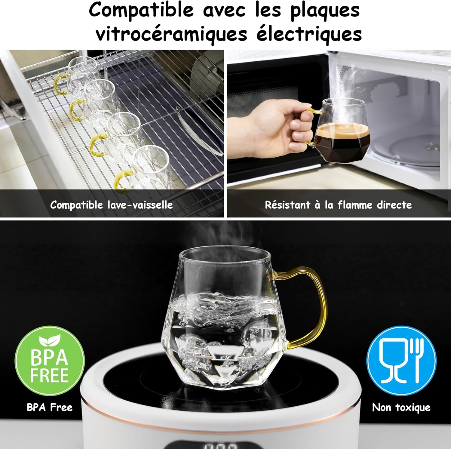 Detalle 2 de ANZHAN verres à café borosilicaté 300 ml