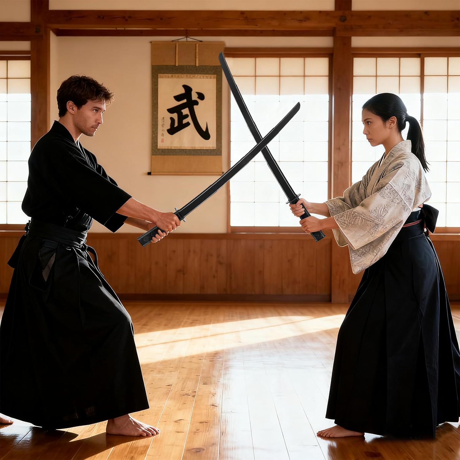 Thumbnail 4 de Xindazhi 2PCS Printed Gravity Retractable Samurai Sword (Telescopic Katana Fake Sword) – Black