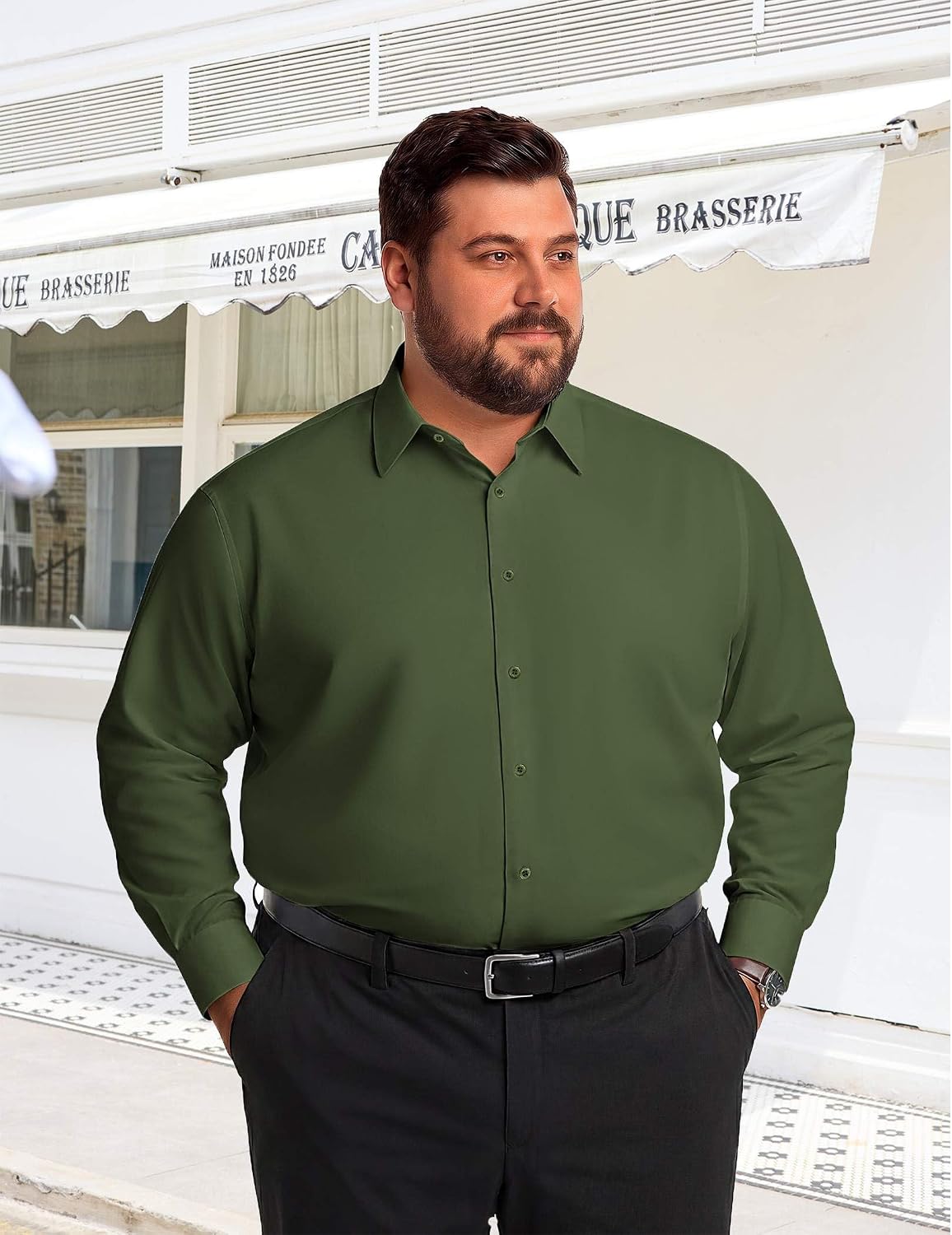 Detalle de COOFANDY Big and Tall Dress Shirt, Polyester-Spandex Blend