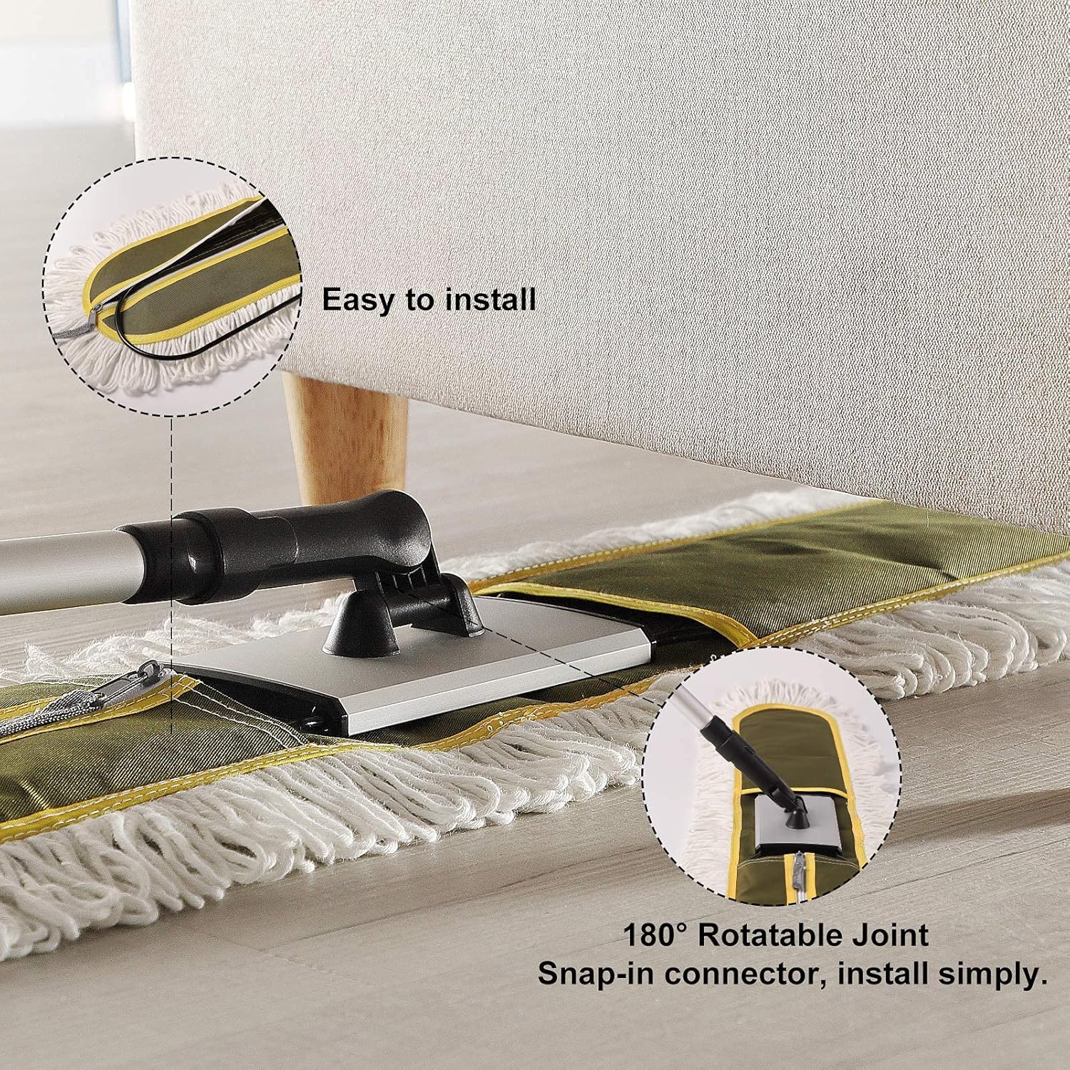 Thumbnail 5 de CLEANHOME 36" Commercial Dust Mop with 59" Telescopic Handle – Heavy-Duty Floor Duster for Hardwood, Tile, Marble (Green)