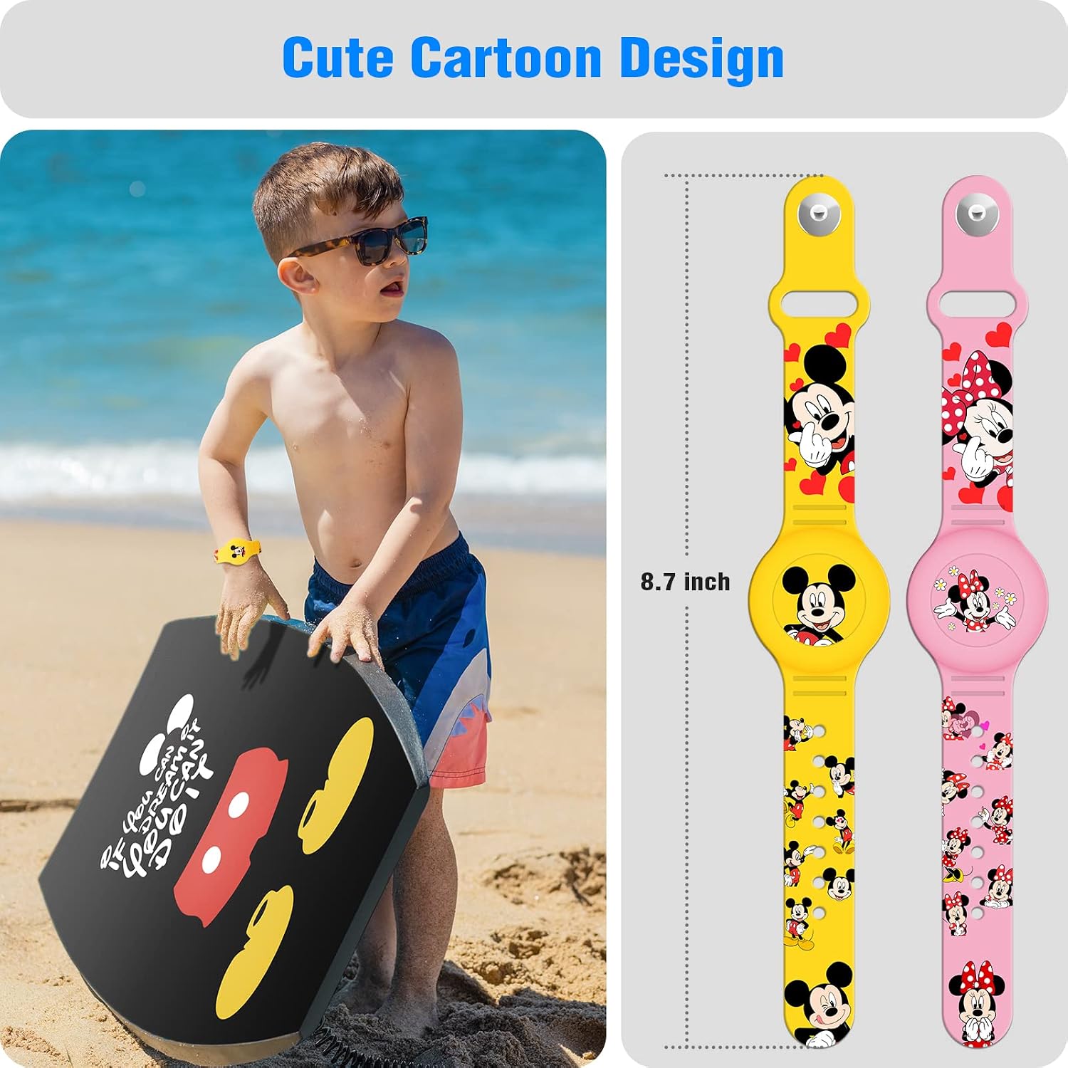 Thumbnail 1 de Waterproof AirTag Bracelet for Kids (2-Pack) — Silicone Cartoon Wristbands for Apple AirTag