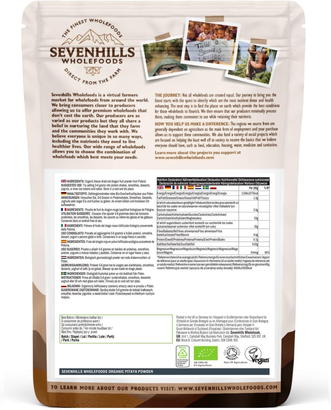Detalle 2 de Sevenhills Wholefoods Polvere di Pitaya 100g 🥭
