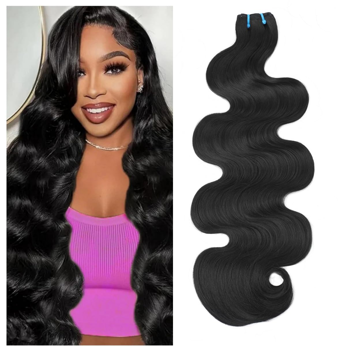 Thumbnail 6 de 16A Body Wave Human Hair Bundles (24/26/28 Inch) — 100% Raw Indian Temple Hair