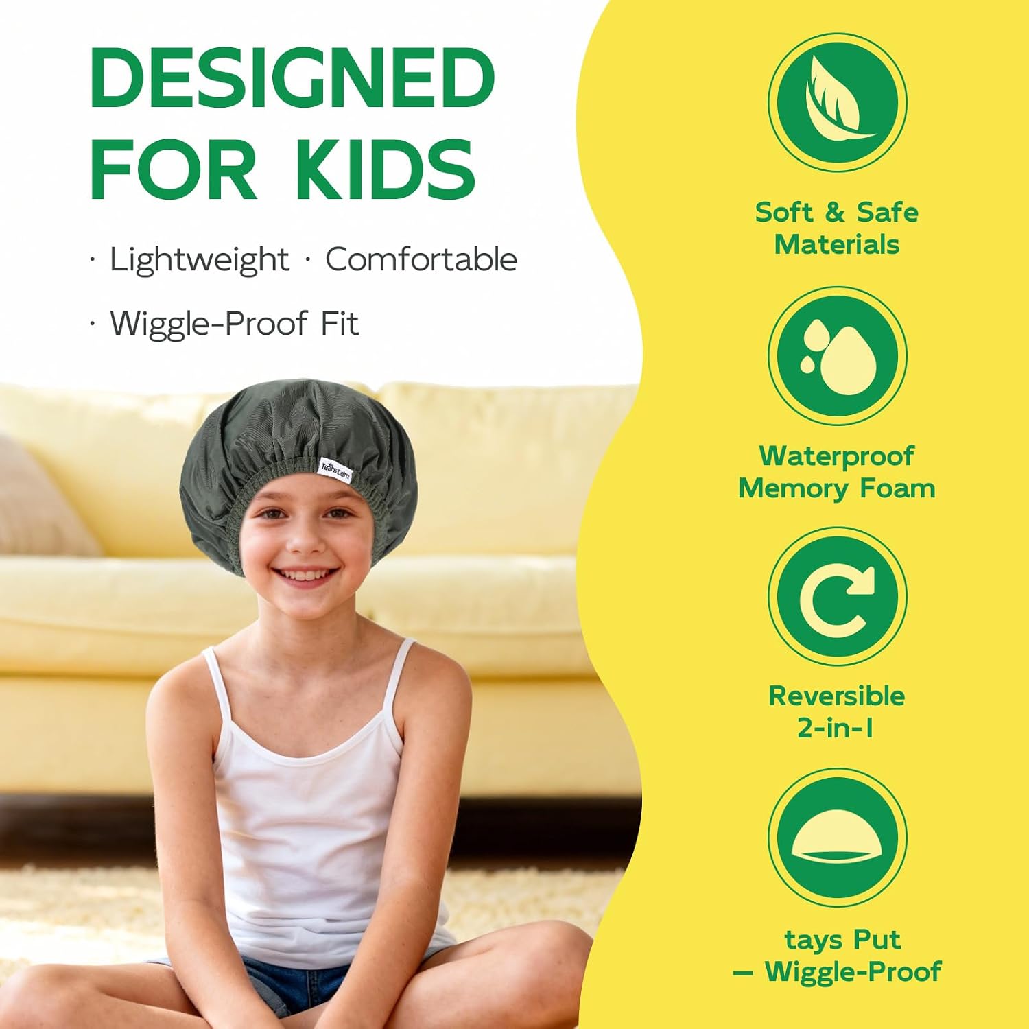 Detalle 1 de Years calm Kids Reversible Shower Cap, Waterproof Double-Layer Design