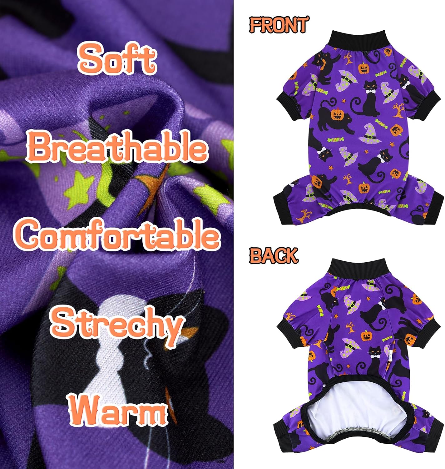 Thumbnail 6 de XPUDAC 4-Pack Halloween Dog Pajamas, Small, Stretchy Polyester Blend