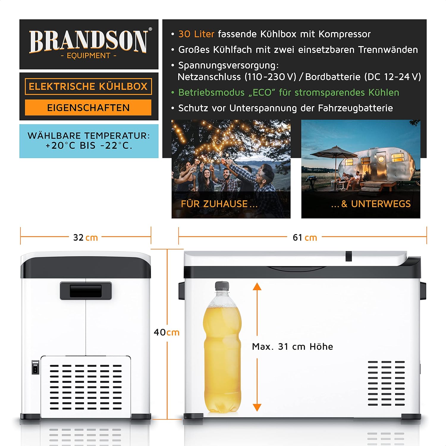Thumbnail 2 de Brandson ECO Kompressor Kühlbox XXL 30L
