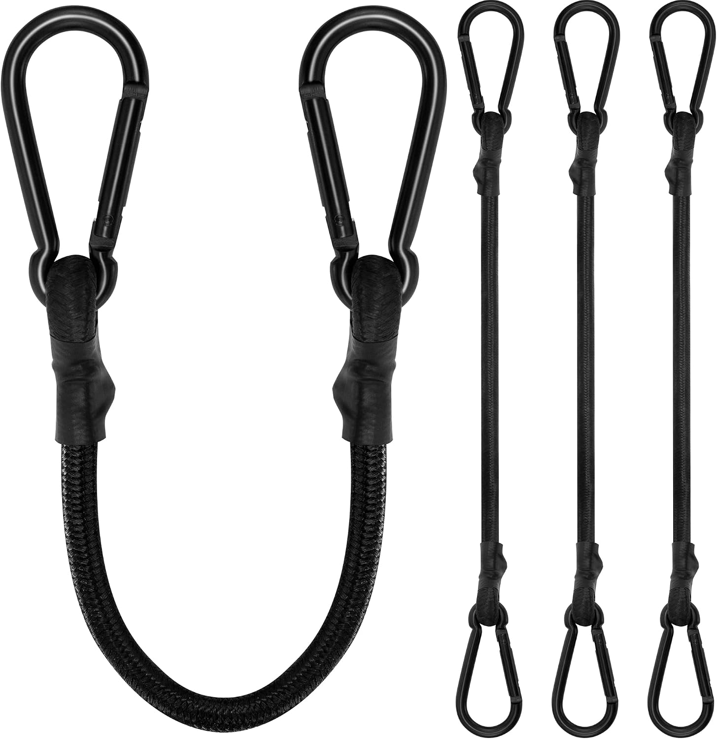 Detalle de Rugtol Bungee Cords with Carabiner, 12-Inch Nylon-Wrapped Elastic, 4-Pack