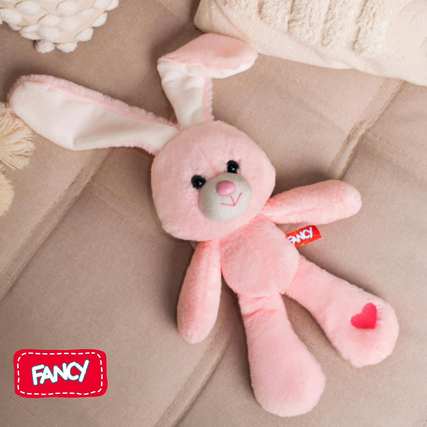 Detalle 2 de FANCY DDEN0_EN pluszowy królik 28 cm, różowy, z długimi uszami
