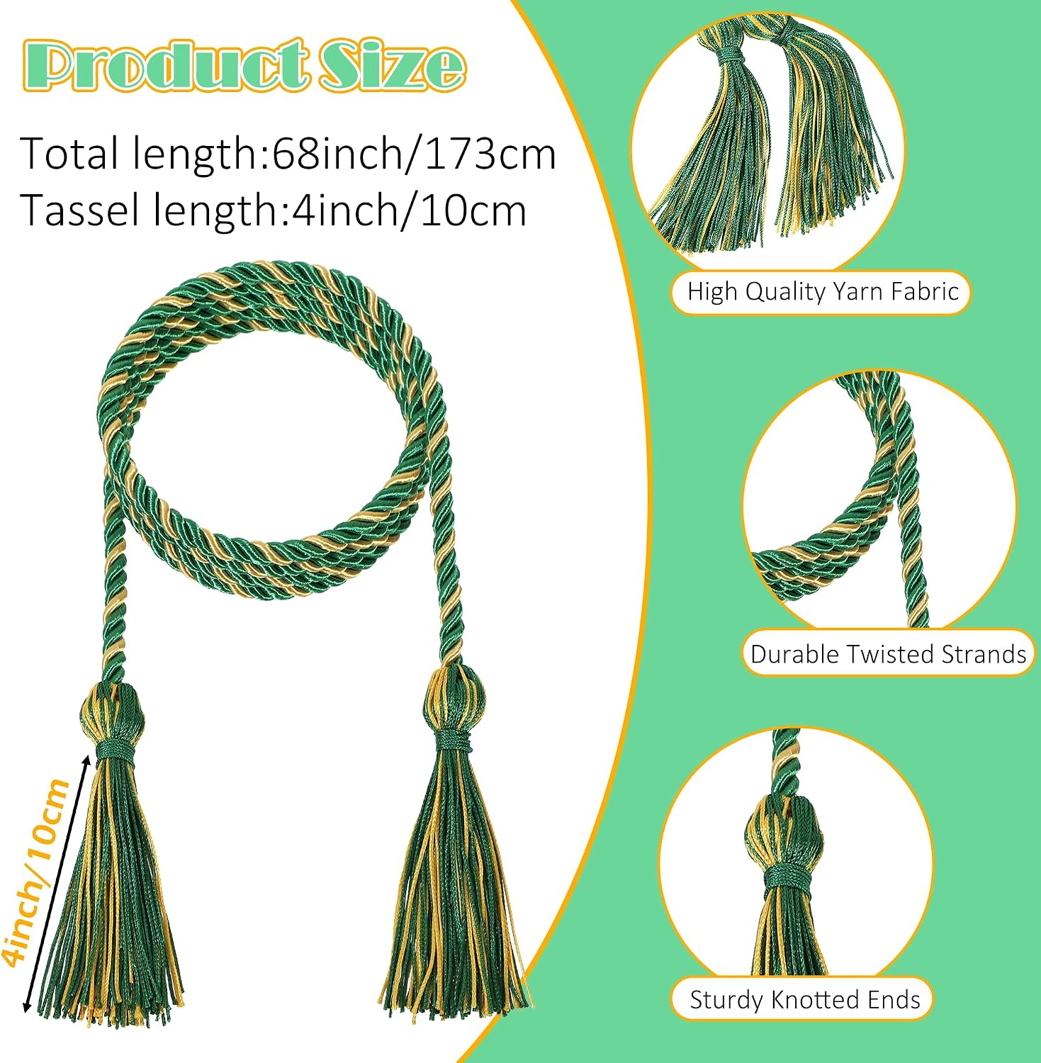 Detalle de D DODOU Graduation Lei and Honor Cord Set, Polyester