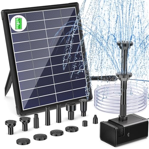 Biling Fuente solar de 6 W para exterior con batería de 3000 mAh — 10 estilos de fuente para estanques y jardines