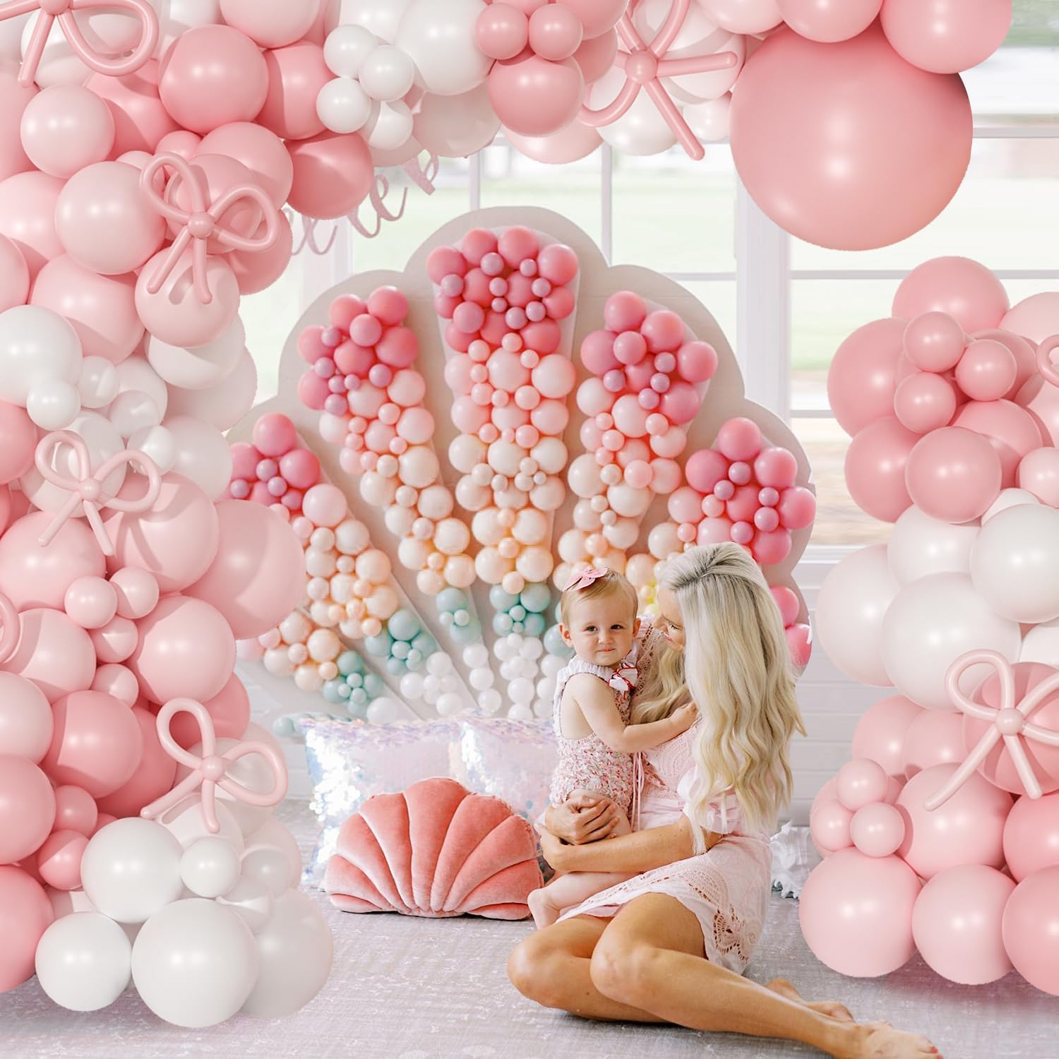 Thumbnail 2 de Coquette Coquette Birthday Decorations 145-Piece Pink and White Balloon Garland Arch Kit