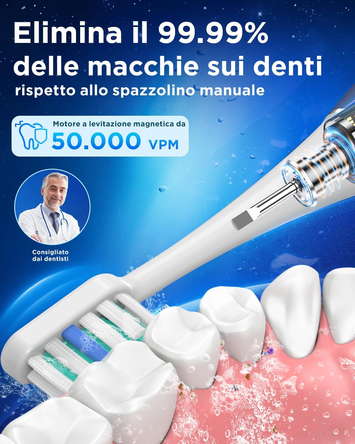 Thumbnail 1 de Spazzolino Elettrico Sonico 8 Testine Blu