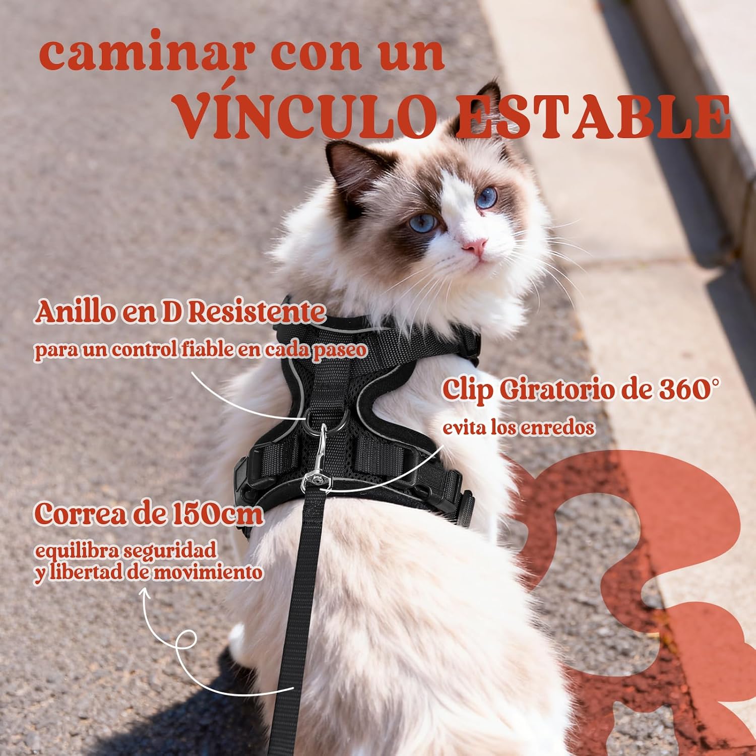Thumbnail 4 de rabbitgoo Arnes para Gatos Antiescape XS 150 cm