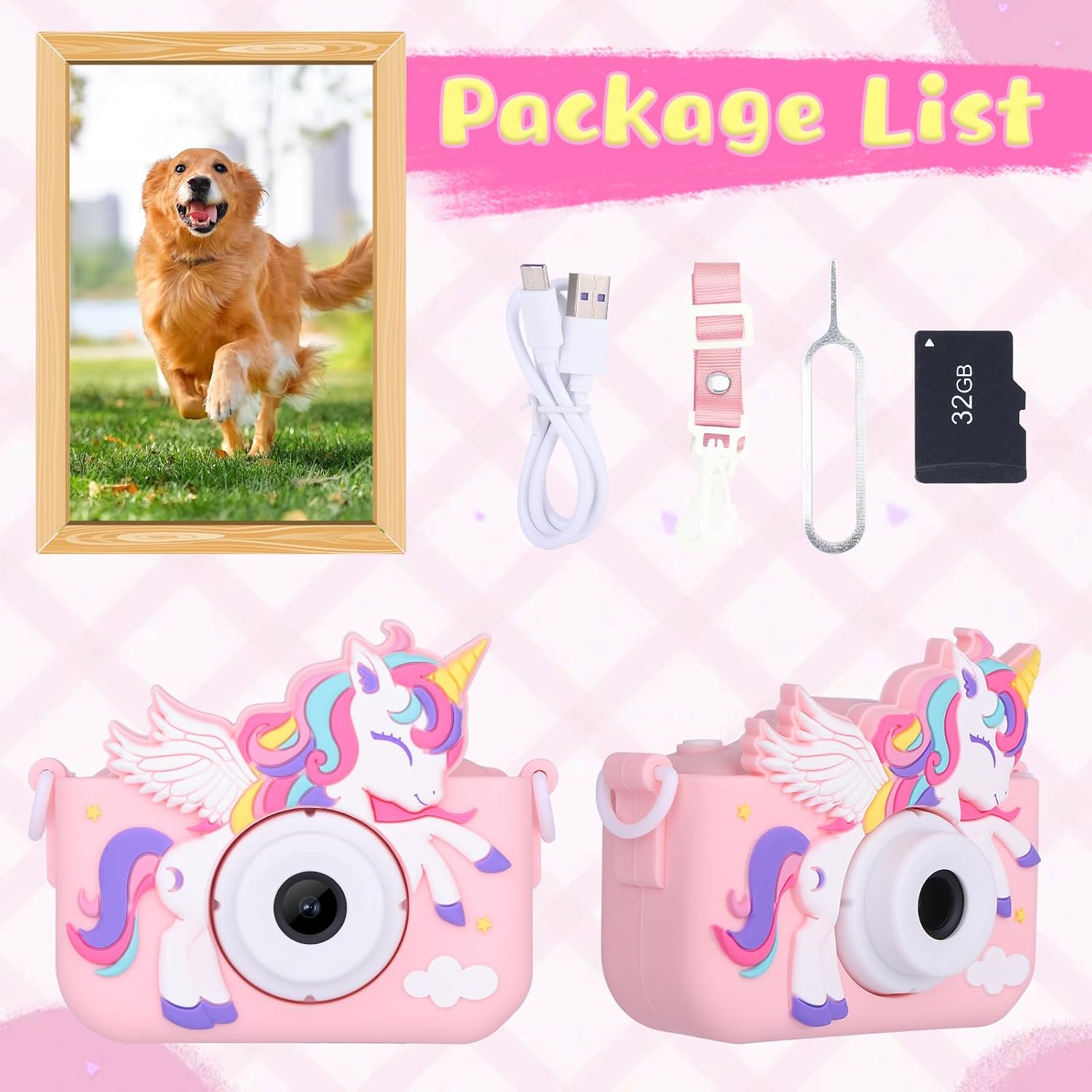 Thumbnail 6 de Envyvip X5 Kids' Digital Camera, Pink, 1080p Video and 32GB SD Card