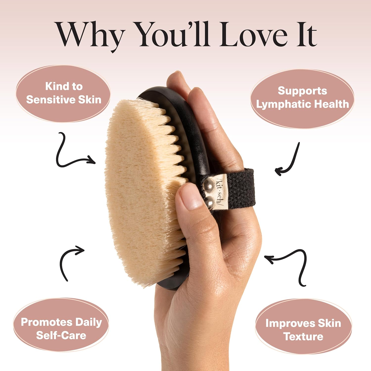 Thumbnail 3 de Kitsch Dry Br brushing Body Brush for Lymphatic Drainage – Soft Bristles, Natural Wood
