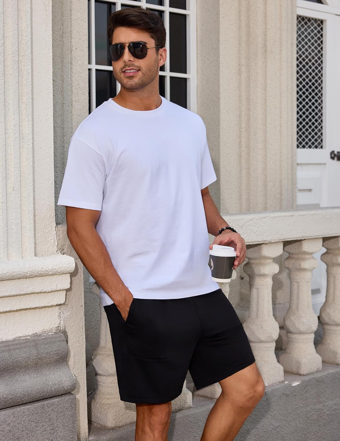 Detalle de Wayleb Pantaloncini da Uomo Sportivi in Cotone con Tasche – Comfort, stile e versatilità