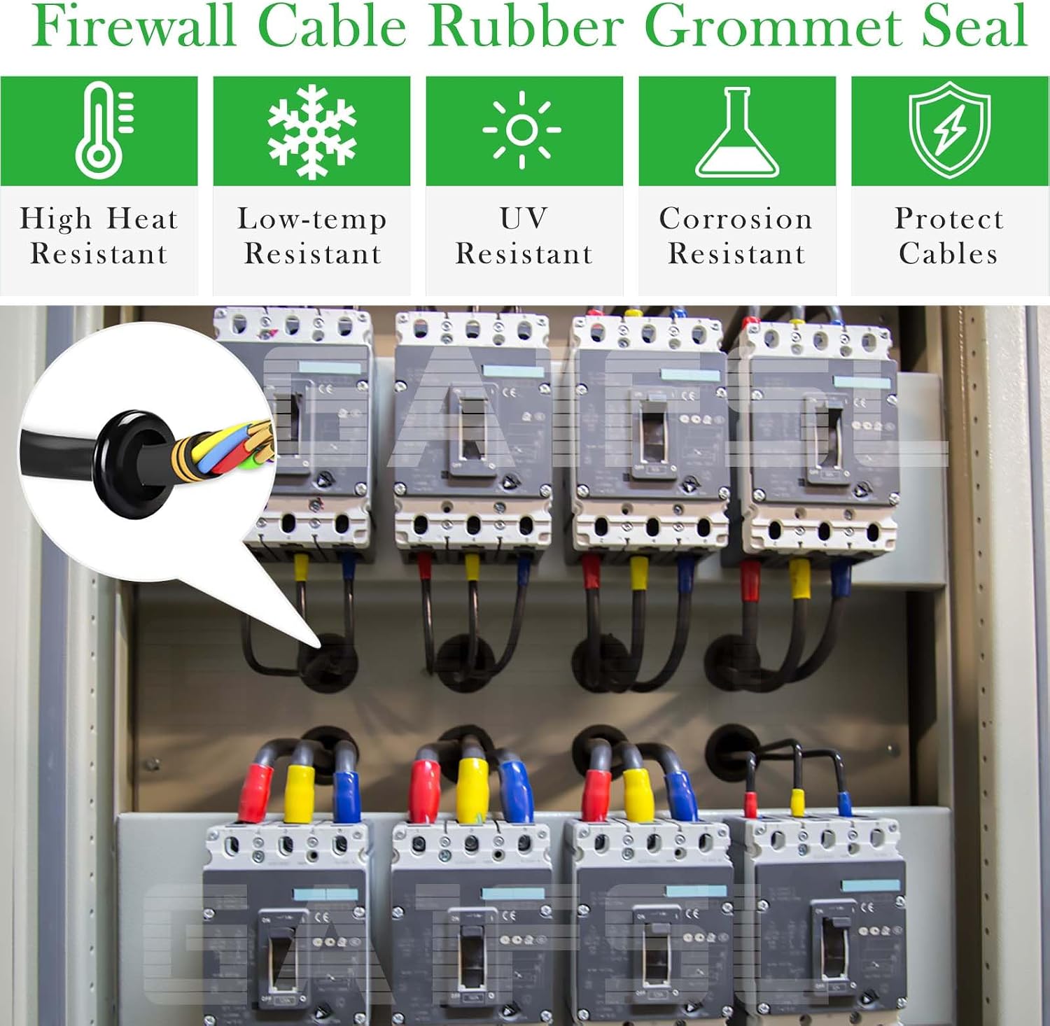 Detalle 2 de GA1FSL 200PCS Rubber Grommet Assortment – Black