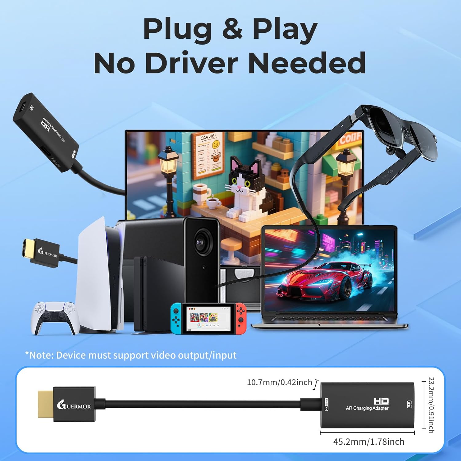 Thumbnail 5 de Guermok AR Glasses HDMI to USB-C Display Adapter (4K@60Hz, Play & Charge XR Converter)