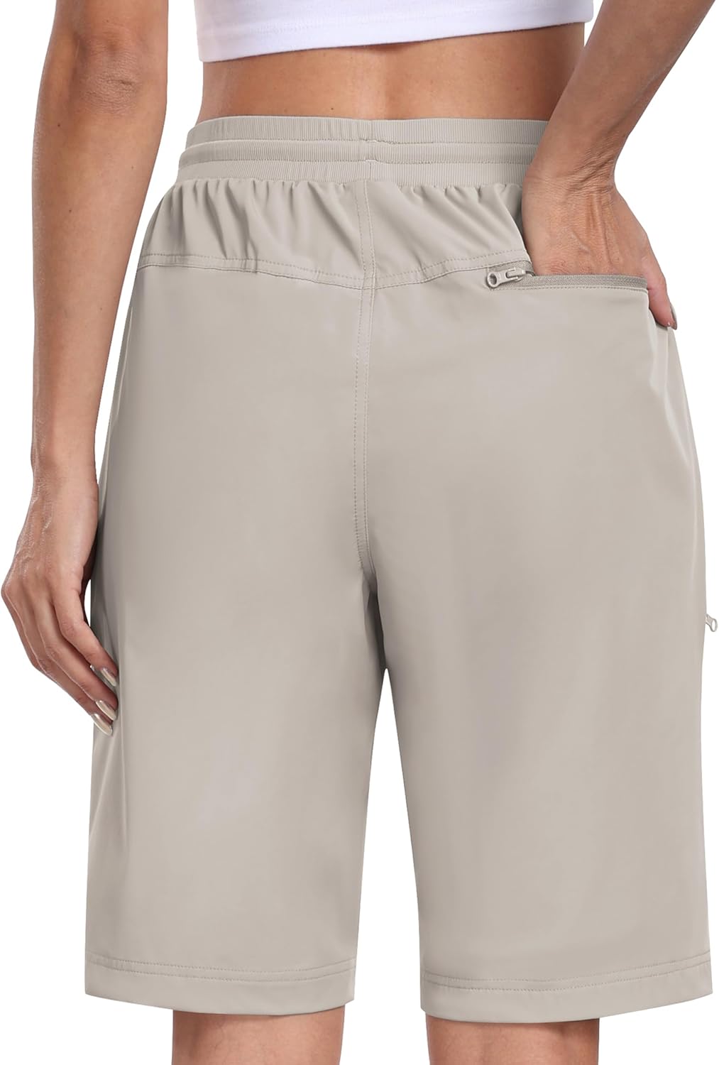 Detalle de MoFiz Women's 10" Long Hiking Shorts with 5 Zip Pockets