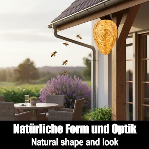 Detalle de com-four® 3 nidi finti per vespe: deterrente efficace per giardini e terrazze