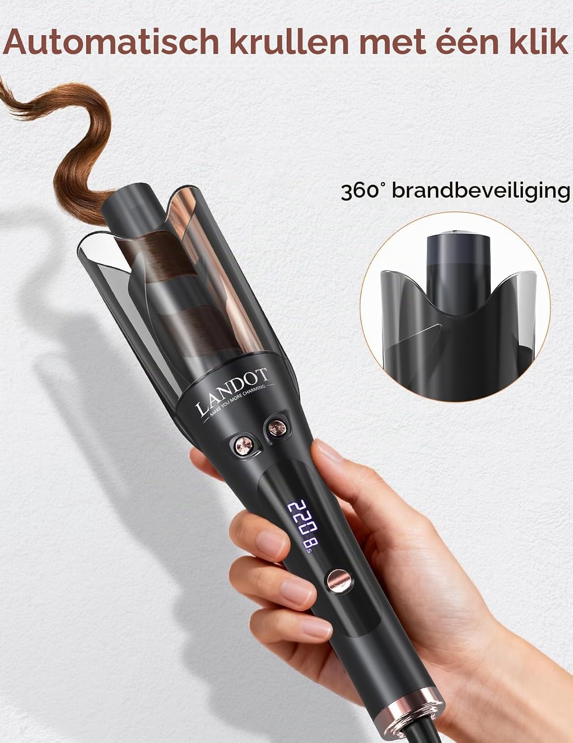 Thumbnail 5 de LANDOT automatische krultang 25 mm met keramische coating en 8 temperaturen