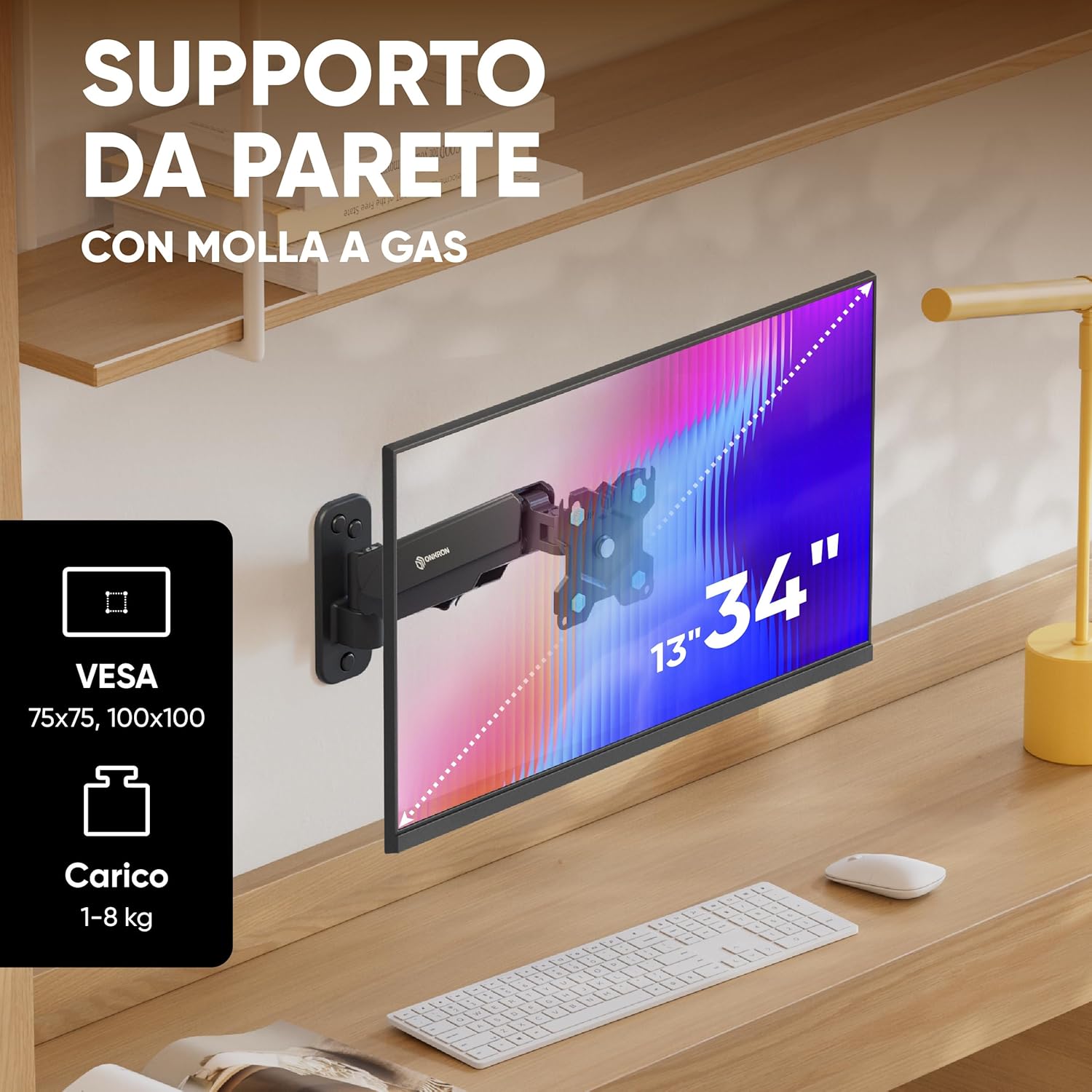 Thumbnail 1 de ONKRON Braccio Monitor e TV da Parete G120-B 13–34 pollici (VESA 75x75/100x100) inclinabile e orientabile, nero