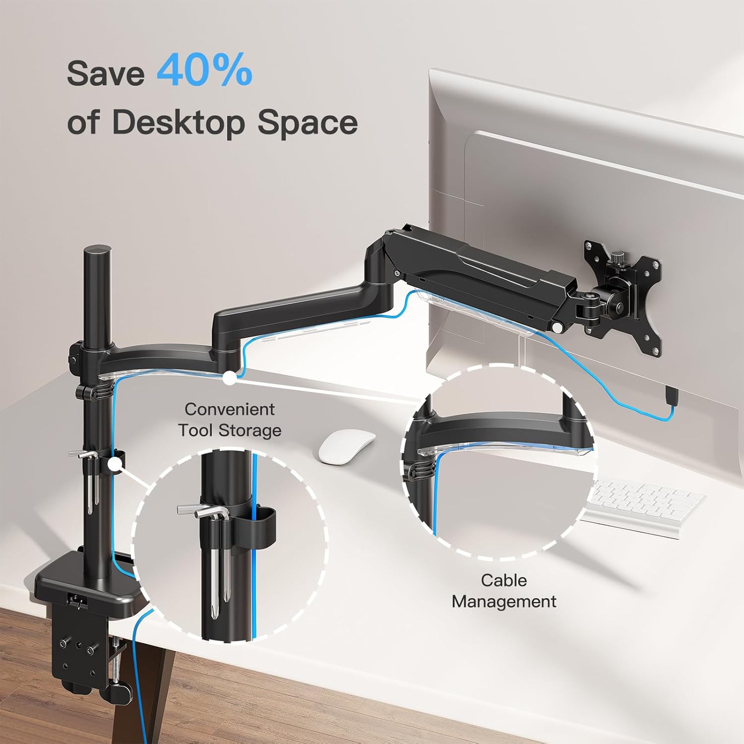 Thumbnail 5 de MOUNTUP 705 mm Langarm Monitorhalterung für 13–32 Zoll (EU6021B) – Einzelarm bis 9 kg