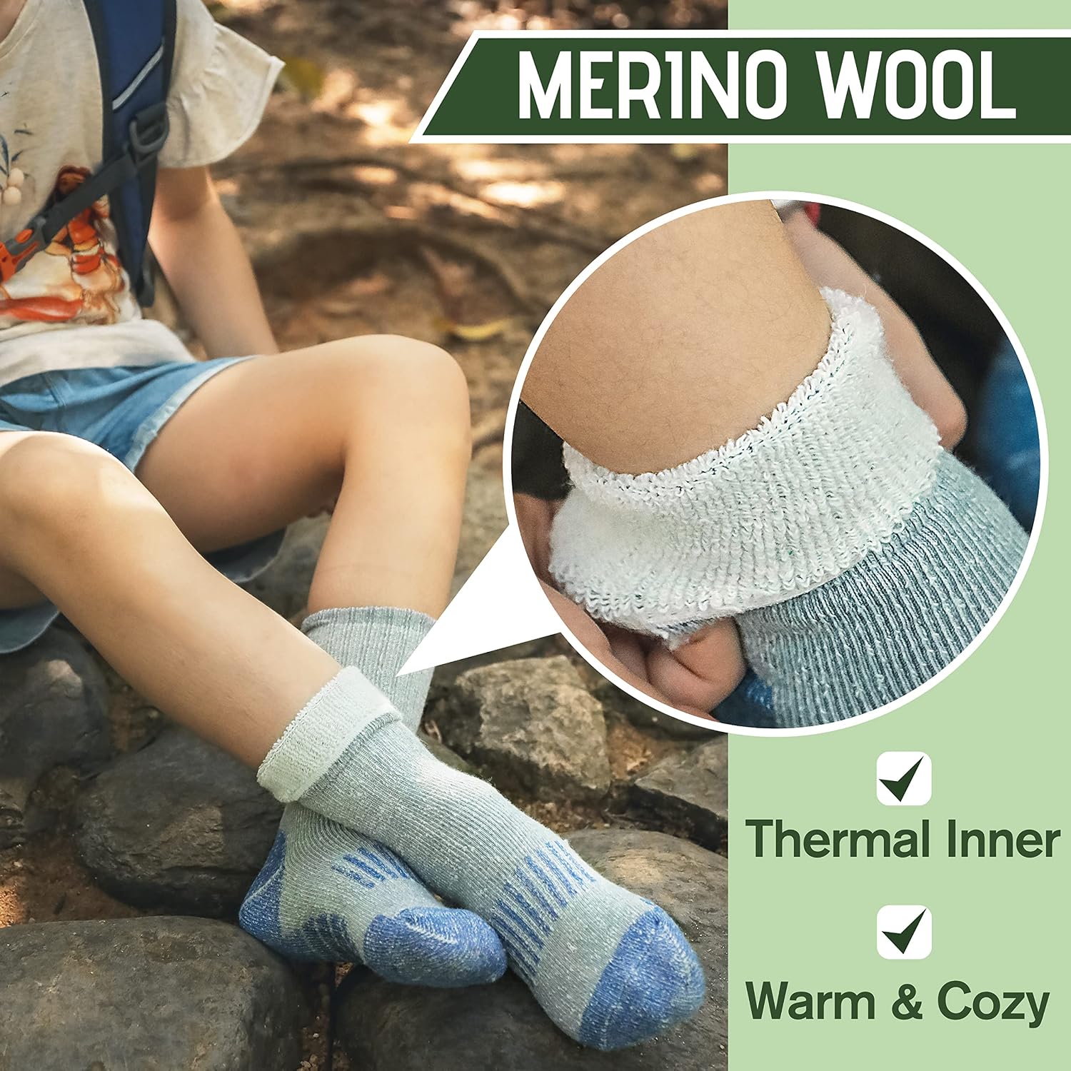 Thumbnail 6 de Sandsuced Kids Merino Wool Thermal Walking Socks 4 pairs