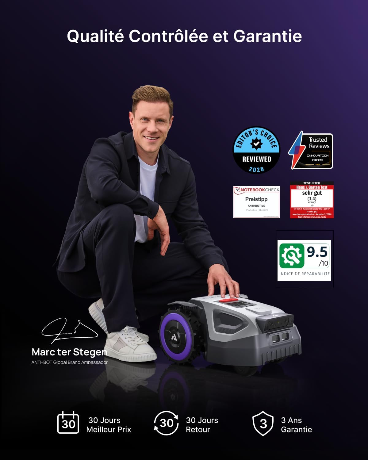 Detalle 2 de ANTHBOT Robot Tondeuse M5-500㎡ – Tonte par zone et NetRTK, jusqu’à 3 mois de 4G inclus